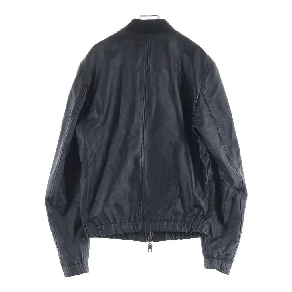 DOLCE & GABBANA(ドルチェアンドガッバーナ) ラムレザー ロゴパッチ ジップアップ ジャケット ブラック G9ZY5L