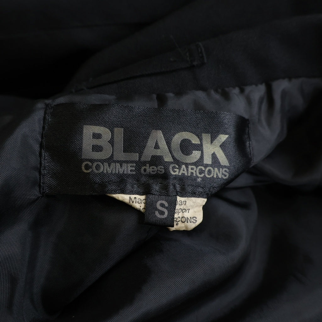 BLACK COMME des GARCONS(ブラックコムデギャルソン) 15SS カッティング フリル ギャバジン ノーカラー テーラードジャケット 1O-J016 ブラック レディース