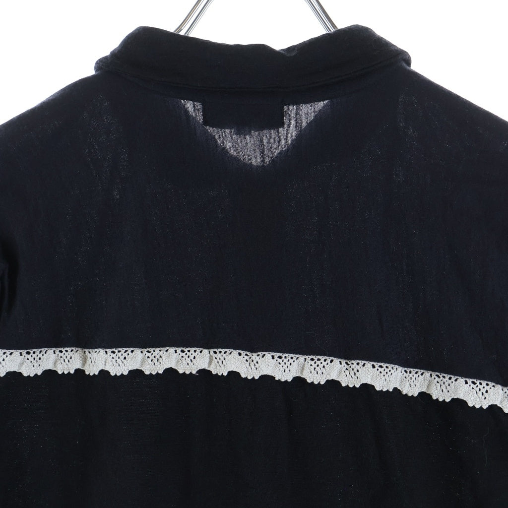 tricot COMME des GARCONS(トリコ コム デ ギャルソン) 16AW 丸襟 サイドフリル 断ち切り TR-T036 ロングスリーブカットソー ブラック レディース