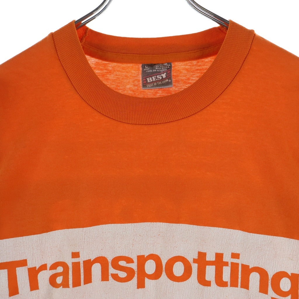VINTAGE(ヴィンテージ) 90s Trainspotting Choose Your Life トレインスポッティング クルーネック半袖Tシャツ 裾袖シングル オレンジ