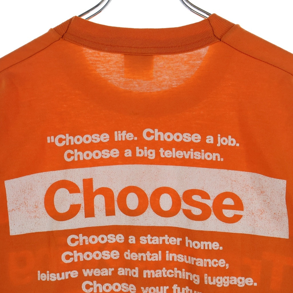 VINTAGE(ヴィンテージ) 90s Trainspotting Choose Your Life トレインスポッティング クルーネック半袖Tシャツ 裾袖シングル オレンジ