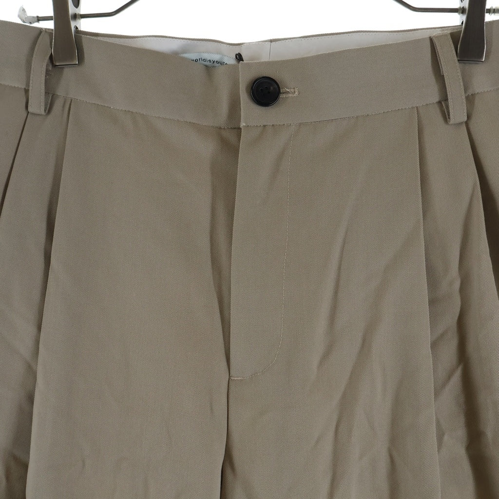 NO BRAND(ノーブランド) the World is your oyster TWO TUCK SLACKS ツータック スラックス ベージュ