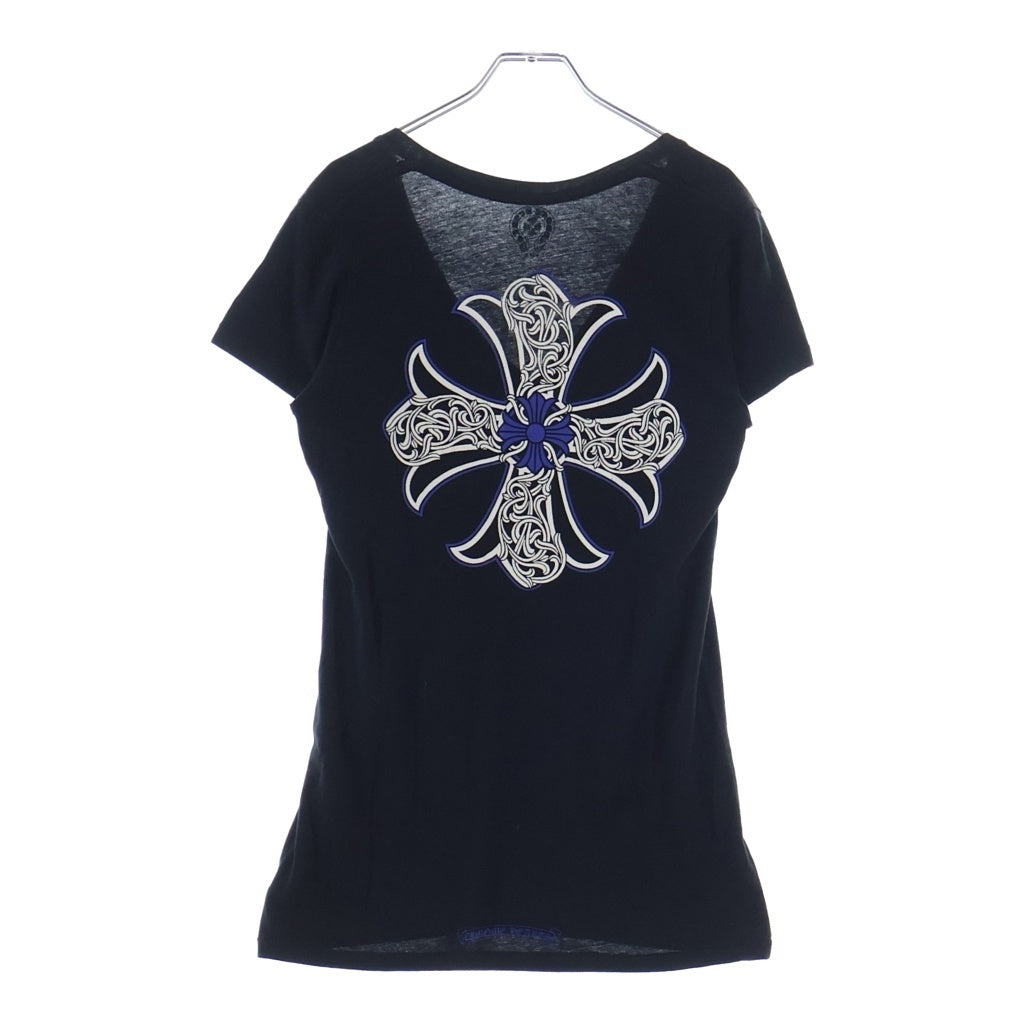 CHROME HEARTS(クロムハーツ) オールド ブルー バックCH スクロール Vネック 半袖Tシャツ ブラック