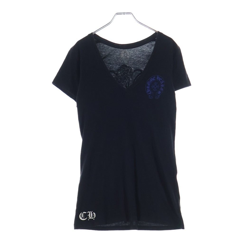 CHROME HEARTS(クロムハーツ) オールド ブルー バックCH スクロール Vネック 半袖Tシャツ ブラック