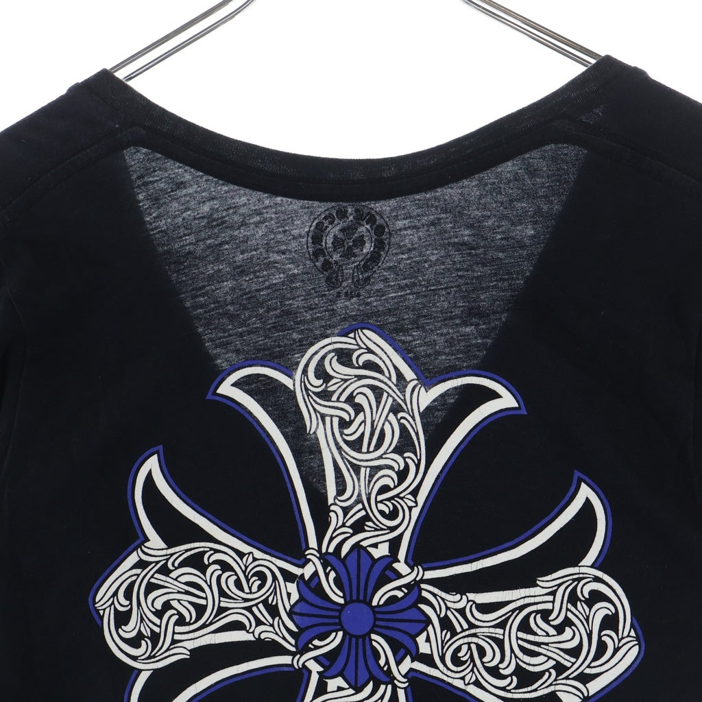 CHROME HEARTS(クロムハーツ) オールド ブルー バックCH スクロール Vネック 半袖Tシャツ ブラック