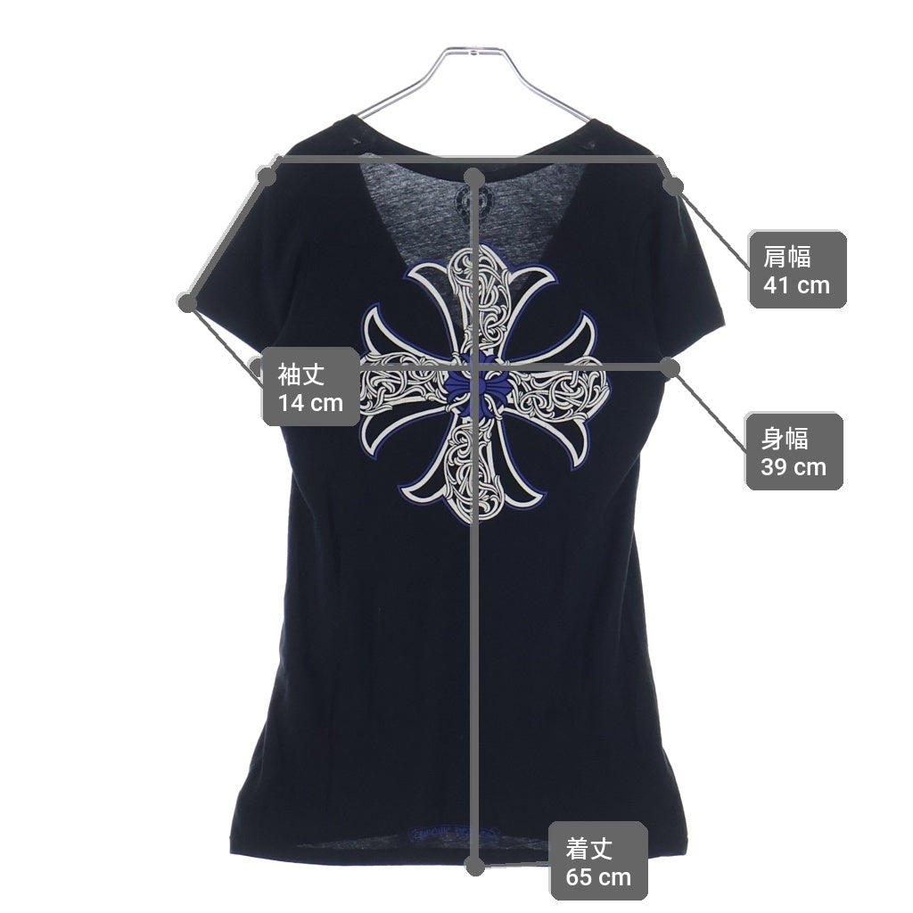 CHROME HEARTS(クロムハーツ) オールド ブルー バックCH スクロール Vネック 半袖Tシャツ ブラック