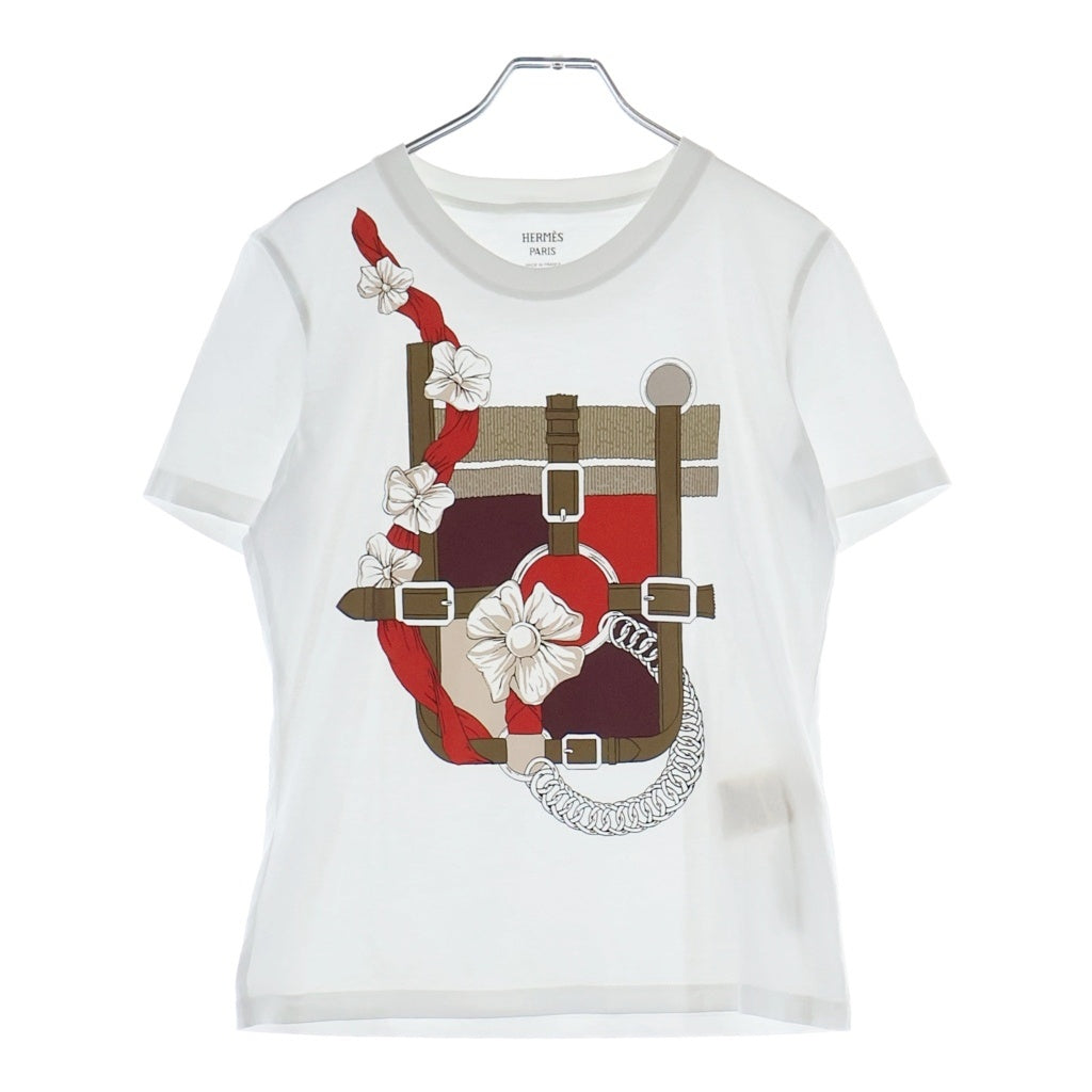 HERMES(エルメス) カルトゥッシュ グラン マネージュ プリントクルーネック半袖Tシャツカットソー 6E4646DA レディース
