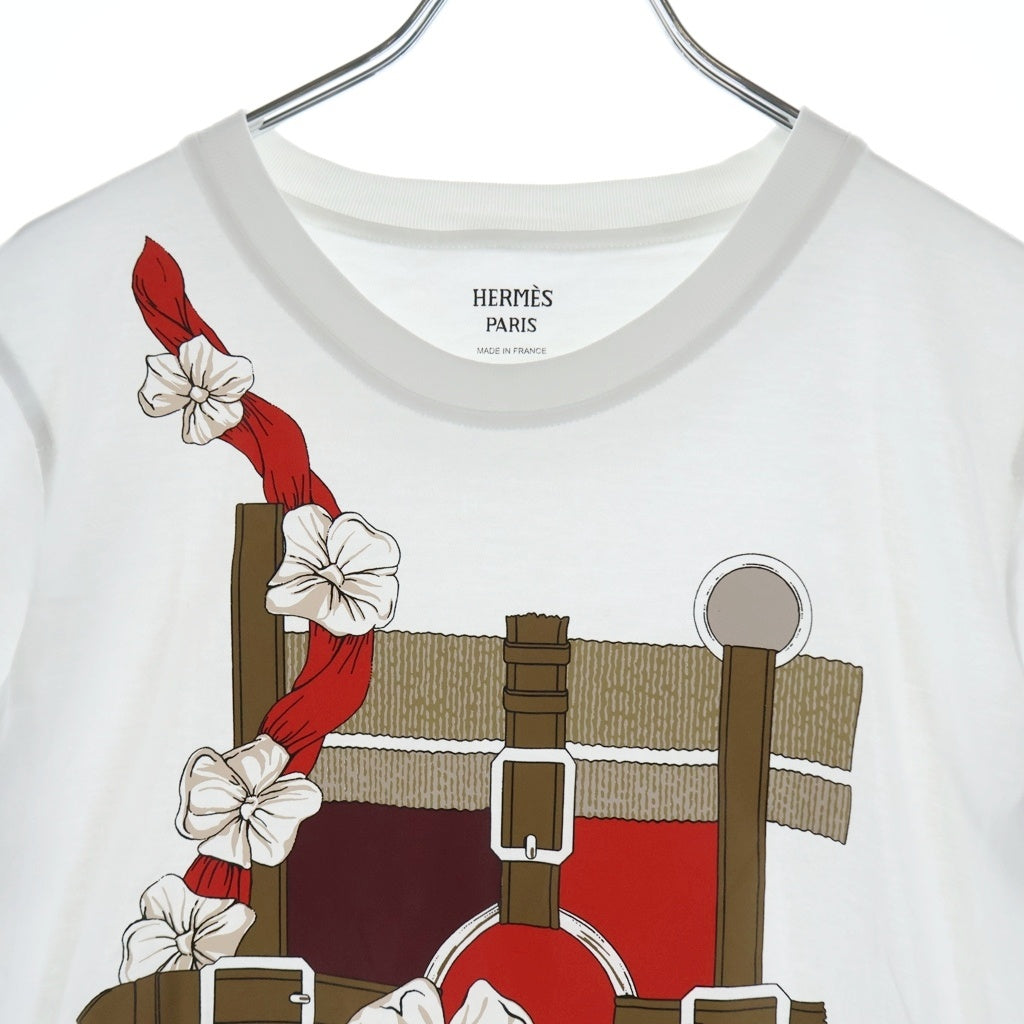 HERMES(エルメス) カルトゥッシュ グラン マネージュ プリントクルーネック半袖Tシャツカットソー 6E4646DA レディース