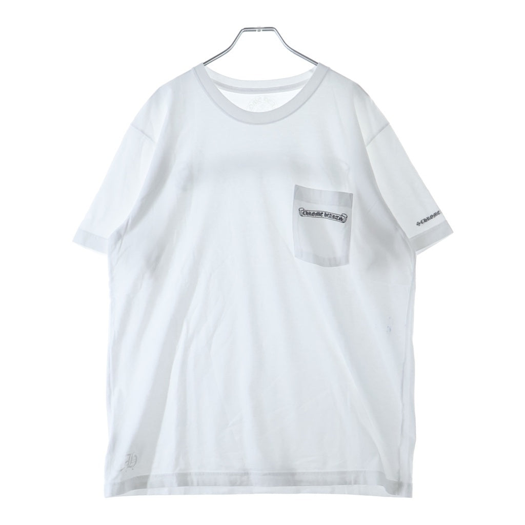 CHROME HEARTS(クロムハーツ) Back Scroll Logo Tee バックスクロール 胸ロゴ ポケット Tシャツ ホワイト