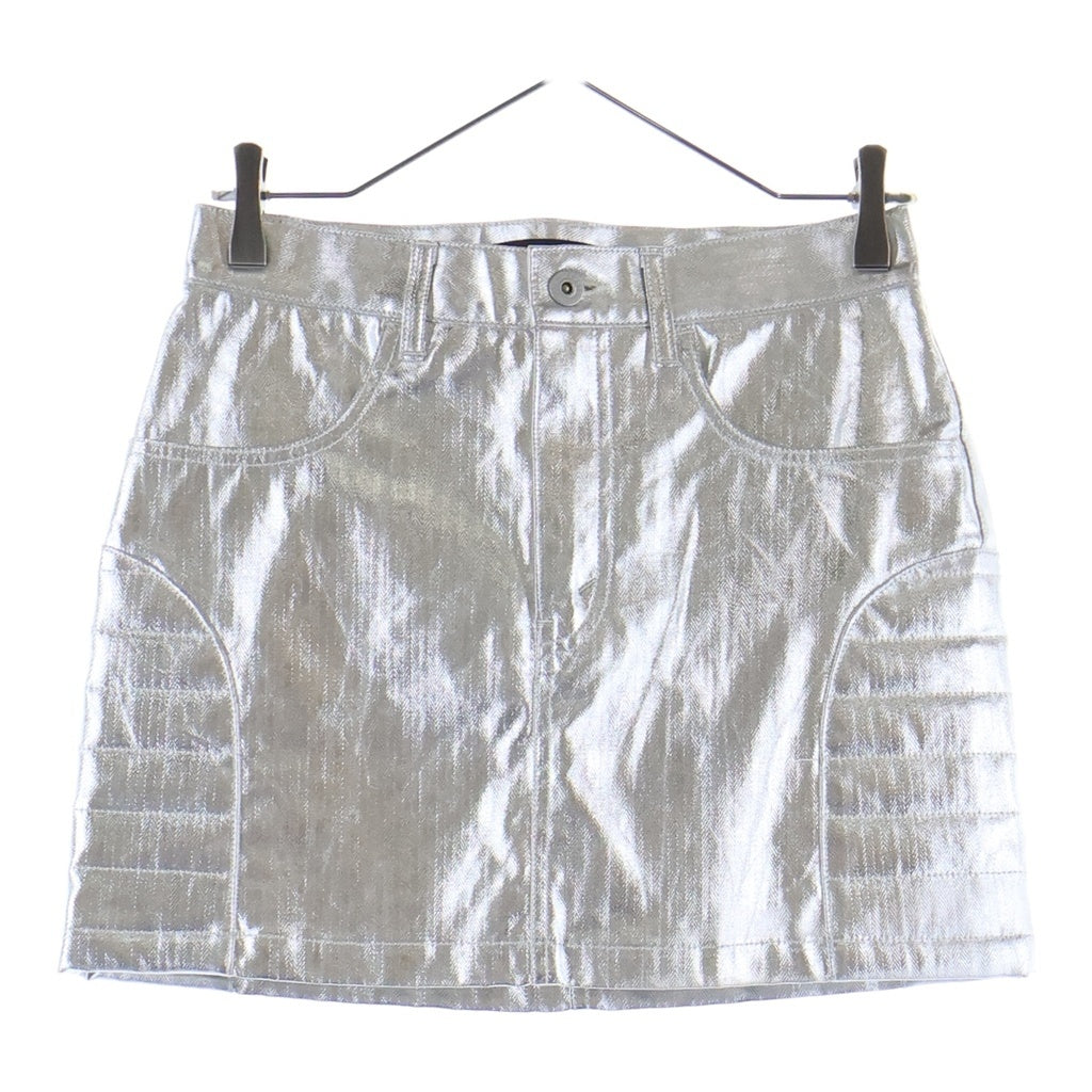 JUNYA WATANABE COMME des GARCONS(ジュンヤワタナベ コムデギャルソン) 25SS メタリック コーティング バイカー JO-S005 ミニスカート シルバー レディース