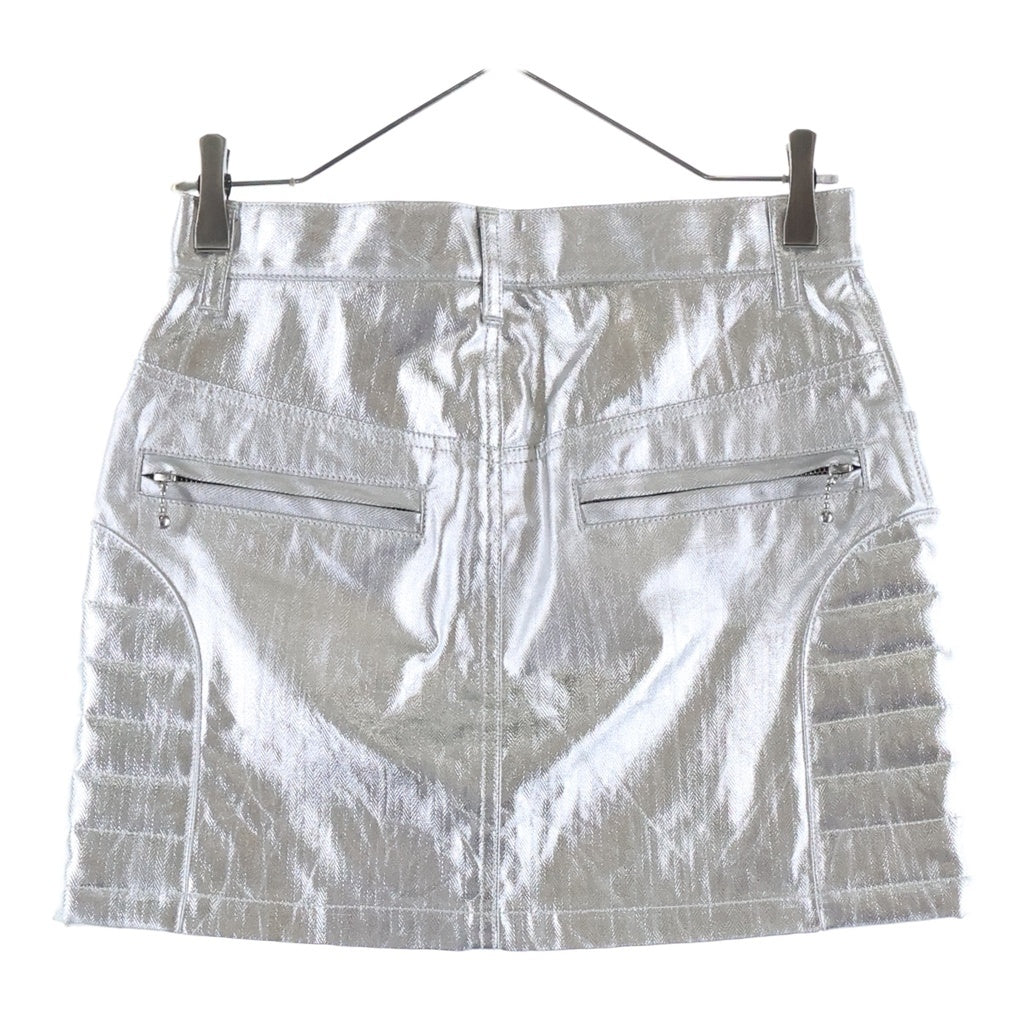JUNYA WATANABE COMME des GARCONS(ジュンヤワタナベ コムデギャルソン) 25SS メタリック コーティング バイカー JO-S005 ミニスカート シルバー レディース
