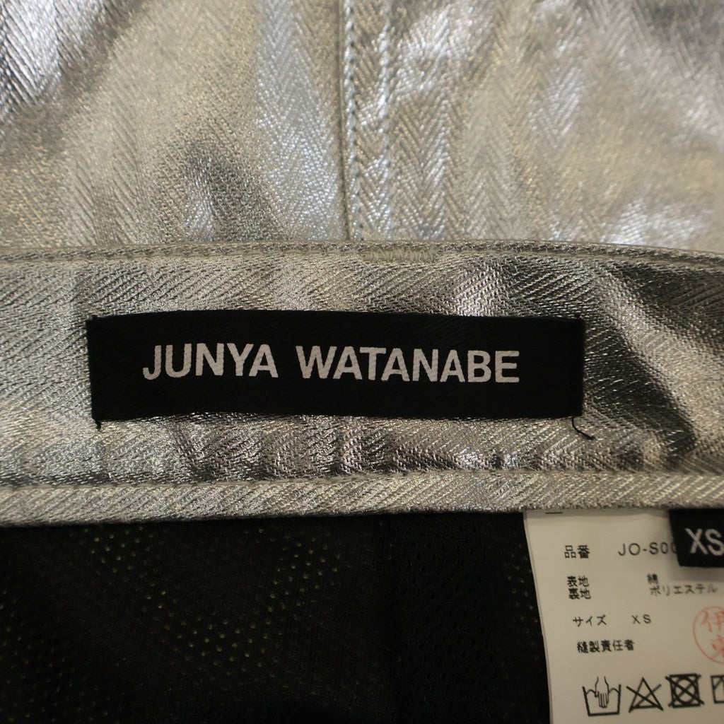 JUNYA WATANABE COMME des GARCONS(ジュンヤワタナベ コムデギャルソン) 25SS メタリック コーティング バイカー JO-S005 ミニスカート シルバー レディース