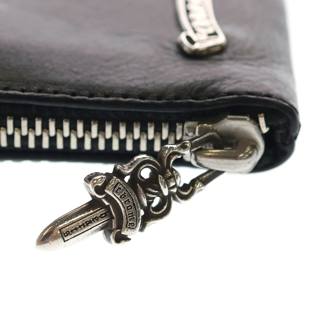 CHROME HEARTS(クロムハーツ) TINY ZIP タイニージップ クロスパッチ ダガージップ レザー ウォレット 財布 ブラック