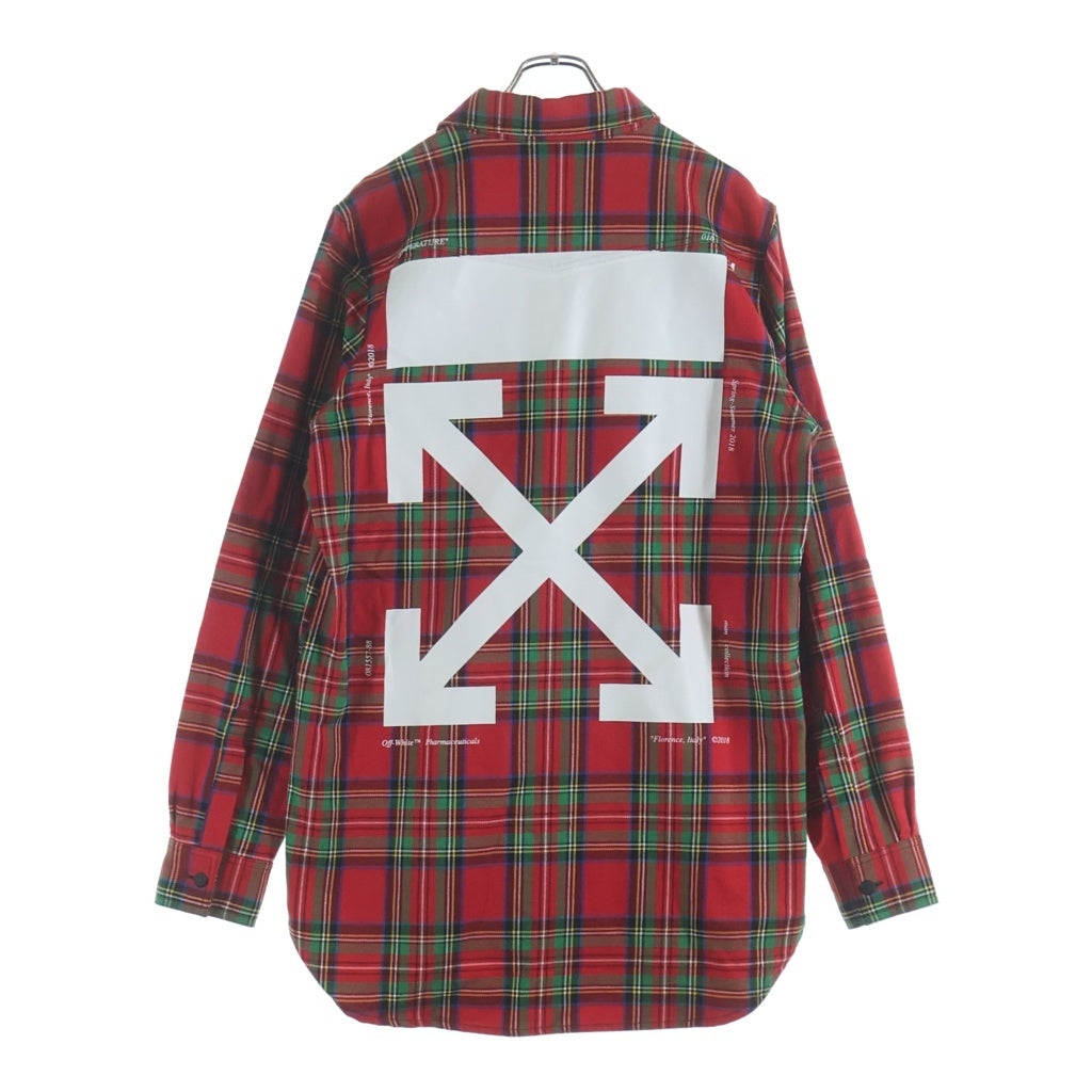OFF-WHITE オフホワイト 18SS Flannel Check Shirt ダイアゴナル バックアロー タータンチェック OMGA001S18787012 フランネルシャツ レッド OFF-WHITE(オフホワイト) 18SS Flannel Check Shirt ダイアゴナル