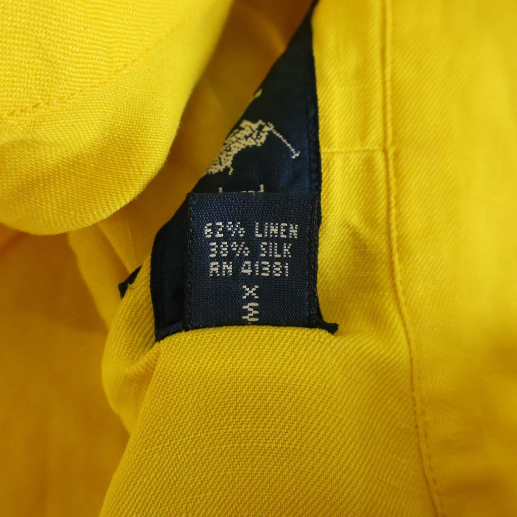 POLO RALPH LAUREN(ポロラルフローレン) 90s シルクリネン 胸ポニー ボタンダウン 長袖シャツ イエロー