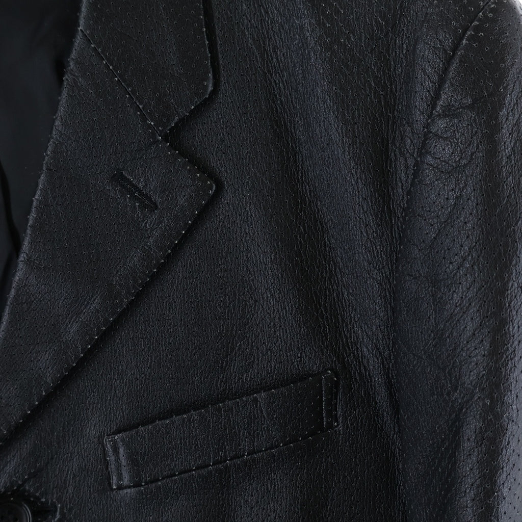 COMME des GARCONS HOMME PLUS(コムデギャルソンオムプリュス) 00AW Docking Rock期 パンチングフェイクレザー テーラードジャケット ブラック PJ-04082M/AD2000