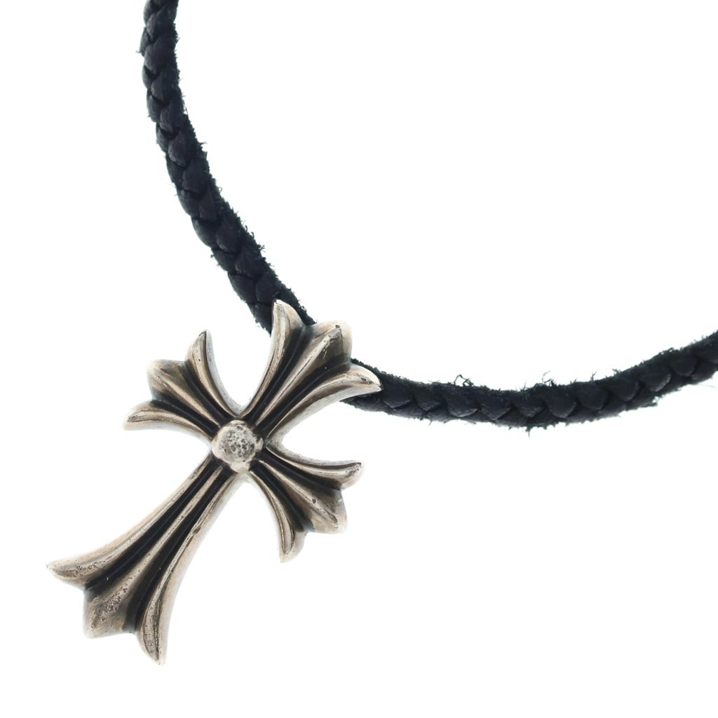 CHROME HEARTS(クロムハーツ) CH CRS SML CL スモールCHクロス クリンプト レザーブレイド ネックレス シルバー/ブラック BCA217