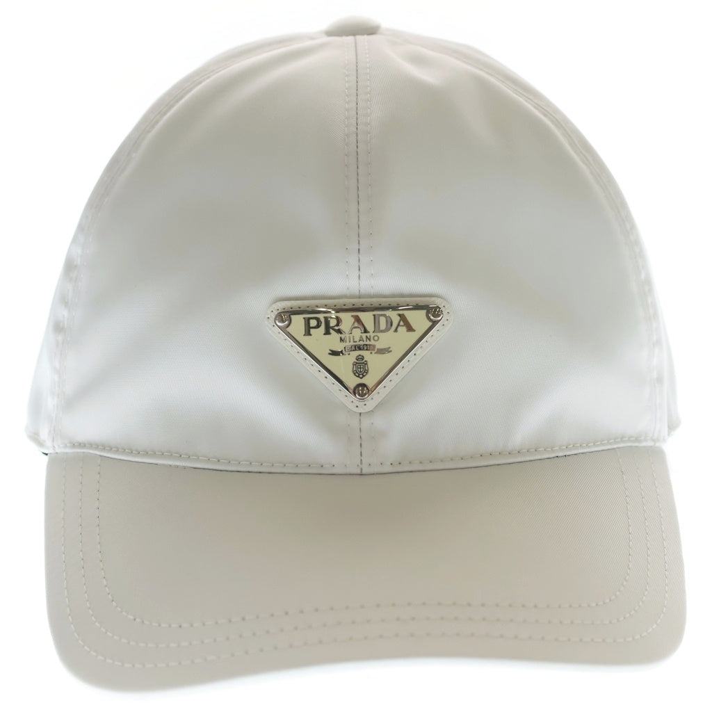 PRADA(プラダ) NERO TESSUTO CAPELLI ナイロン 三角プレート 2HC231 キャップ ホワイト レディース