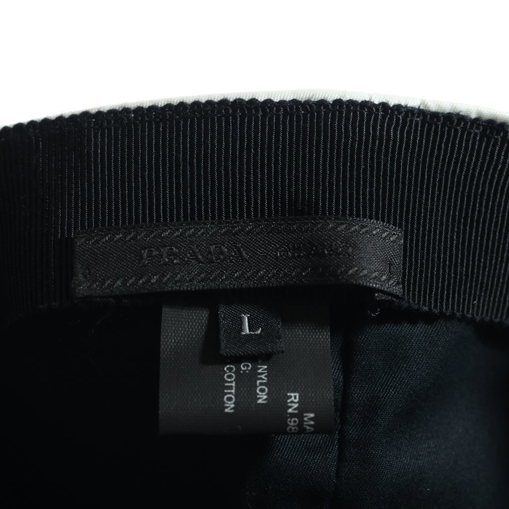 PRADA(プラダ) NERO TESSUTO CAPELLI ナイロン 三角プレート 2HC231 キャップ ホワイト レディース