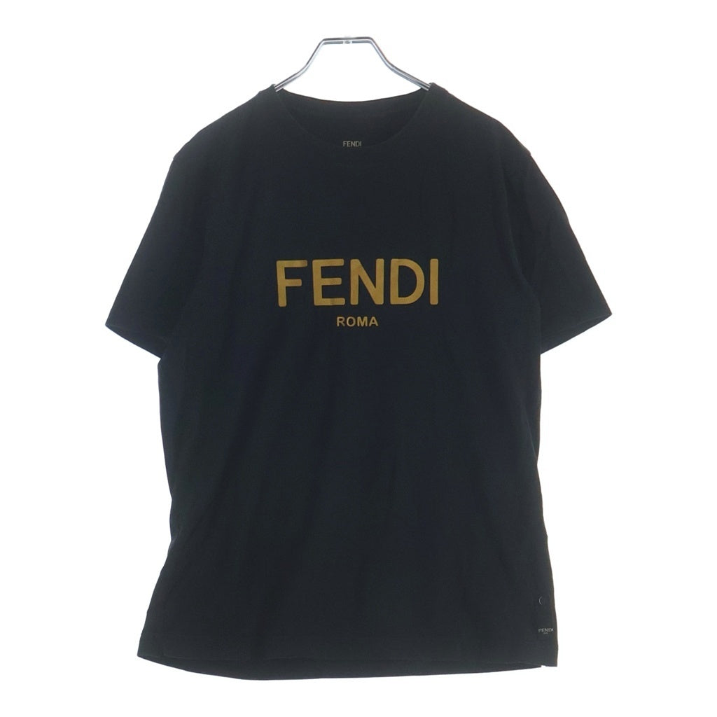 FENDI(フェンディ) ロゴプリント クルーネック半袖Tシャツカットソー ブラック FY0894 AE06