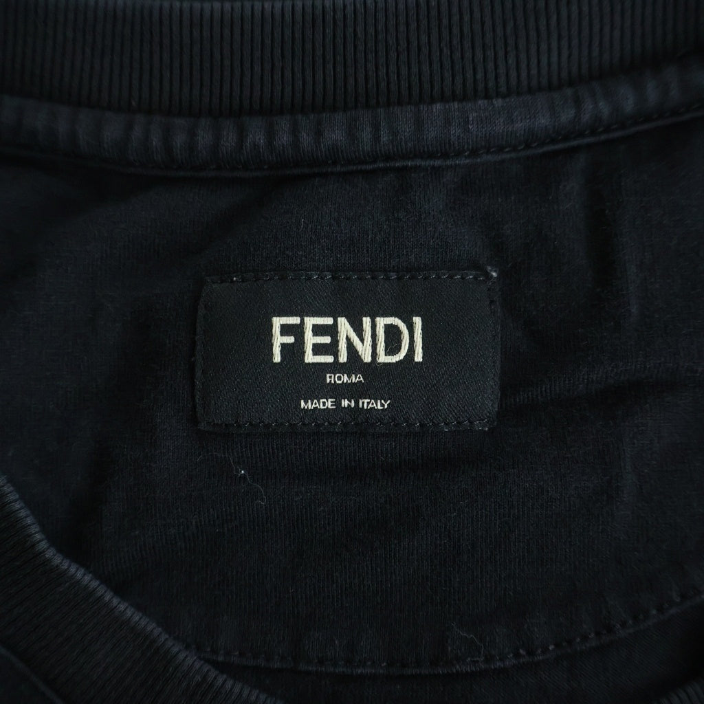FENDI(フェンディ) ロゴプリント クルーネック半袖Tシャツカットソー ブラック FY0894 AE06