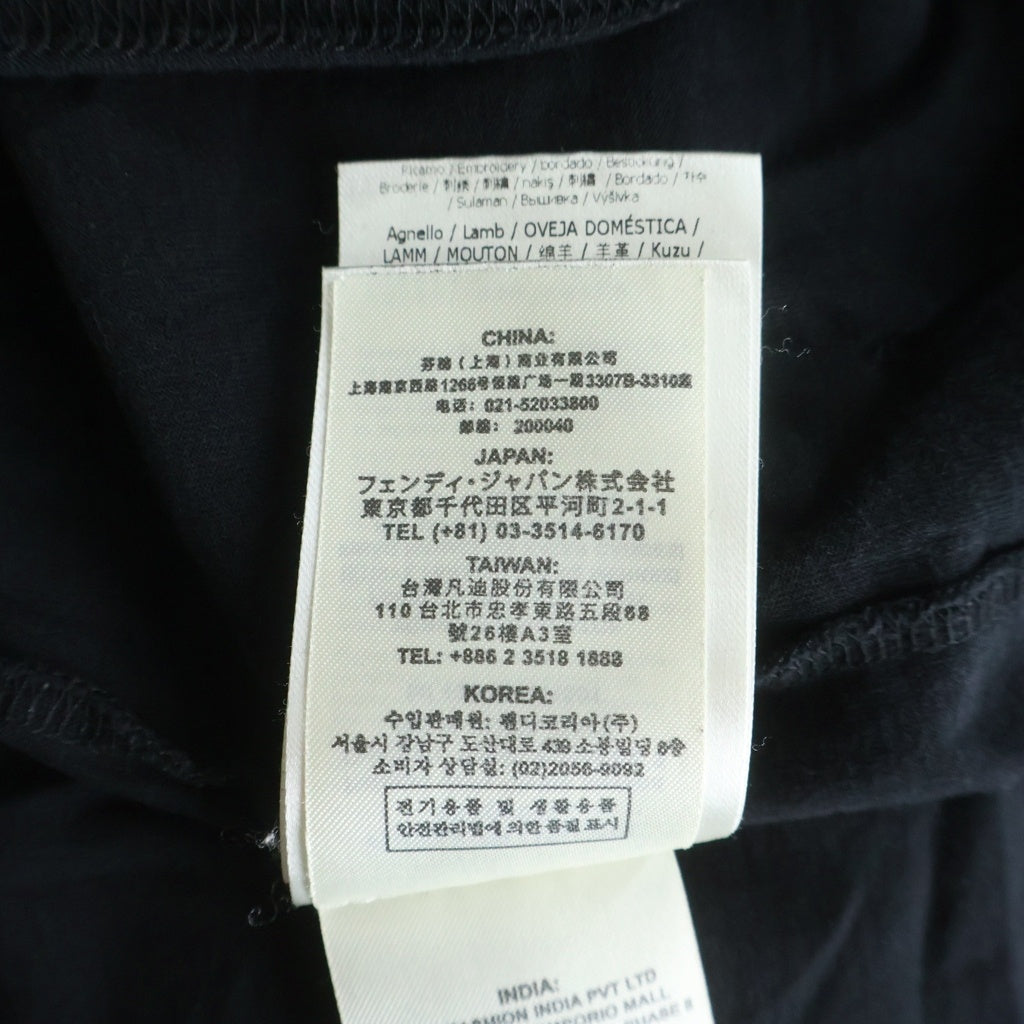 FENDI(フェンディ) ロゴプリント クルーネック半袖Tシャツカットソー ブラック FY0894 AE06
