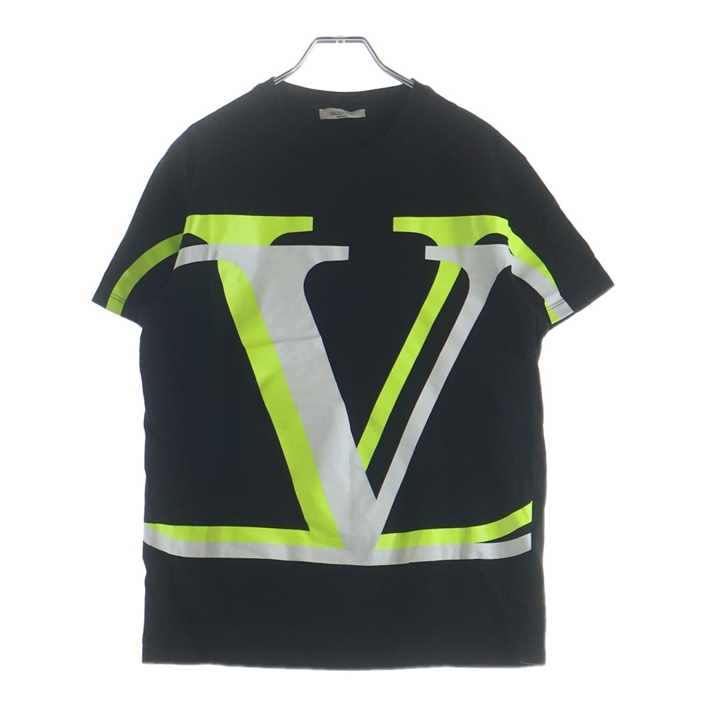 FENDI(フェンディ) ロゴプリント クルーネック半袖Tシャツカットソー ブラック/イエロー UV3MG08C6K7