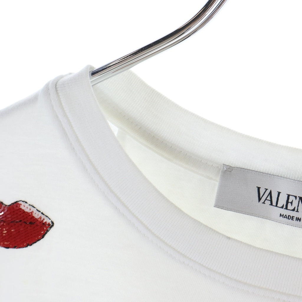VALENTINO(ヴァレンティノ) ップスパンコール クルーネック半袖Tシャツカットソー ホワイト VB3MG10X65L