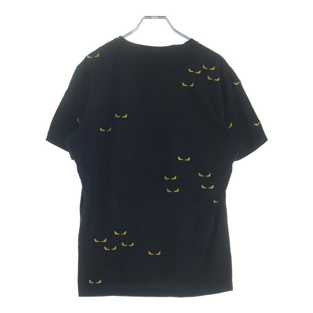 FENDI(フェンディ) 猫目 総柄 クルーネック半袖Tシャツカットソー ブラック FY0894 ACN9