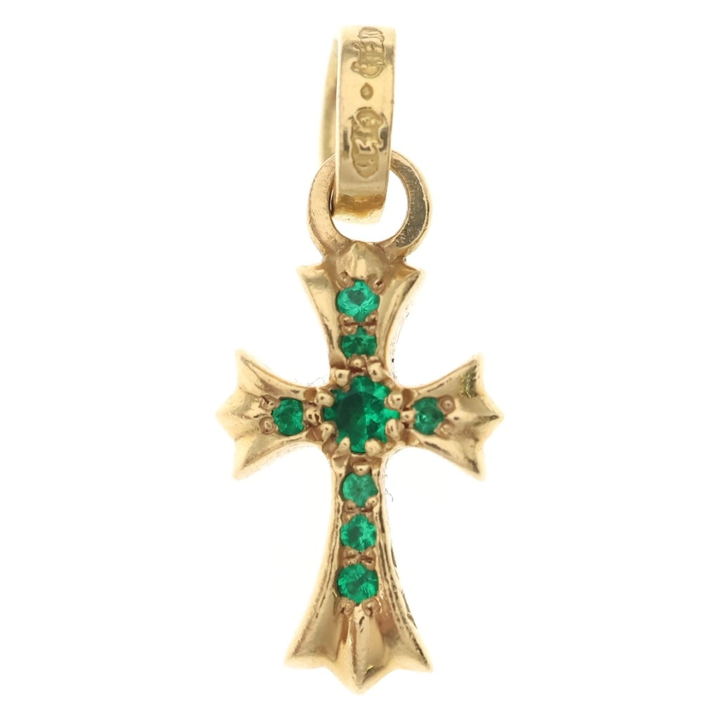 CHROME HEARTS(クロムハーツ) 22K CRS BBYFAT P/EMLD ベイビーファットクロス PAVEエメラルド ペンダントトップ ゴールド