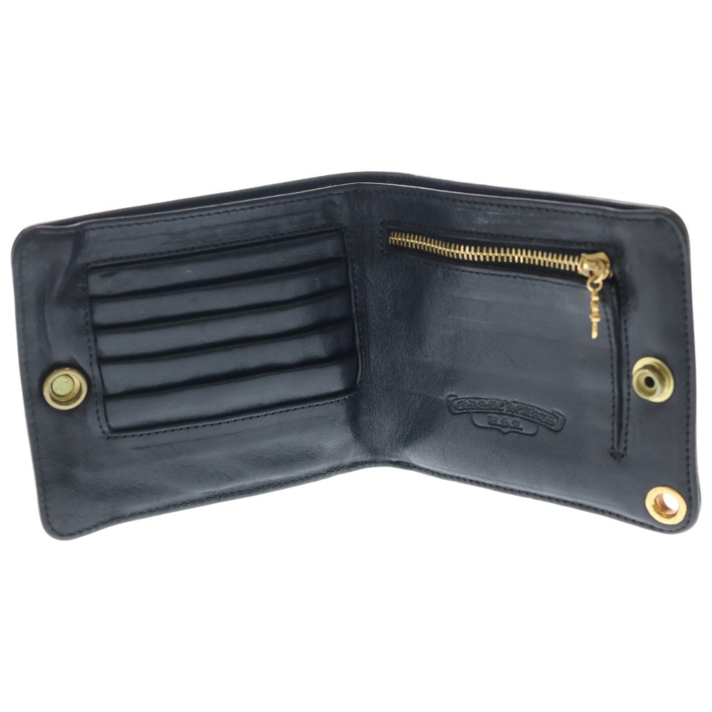 CHROME HEARTS(クロムハーツ) 22K 1SNAP 1スナップ ゴールド レザーウォレット財布 ブラック/ゴールド