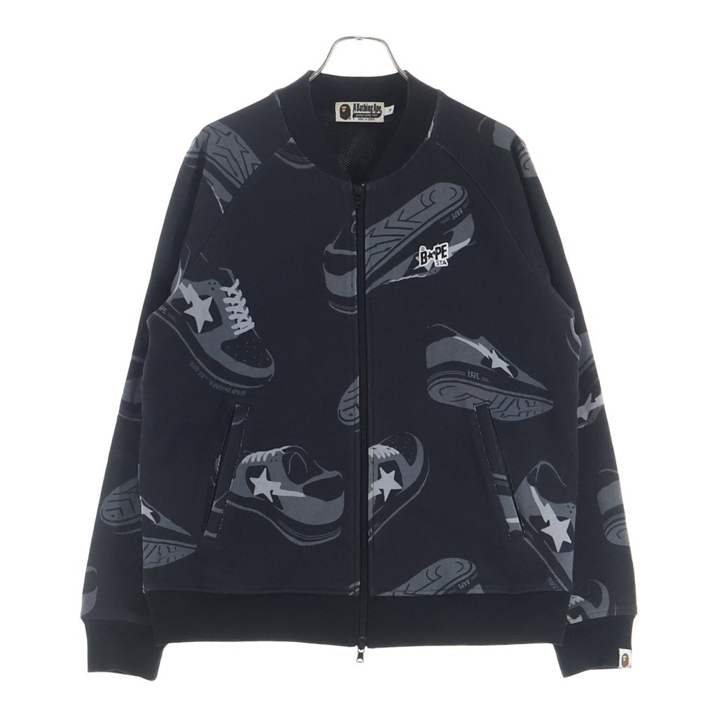 A BATHING APE(アベイシングエイプ) RANDOM BAPE STA SWEAT JERSEY TOP 001SWH301003X 裏地メッシュ スウェットカーディガン ブラック