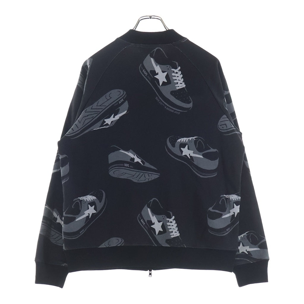 A BATHING APE(アベイシングエイプ) RANDOM BAPE STA SWEAT JERSEY TOP 001SWH301003X 裏地メッシュ スウェットカーディガン ブラック