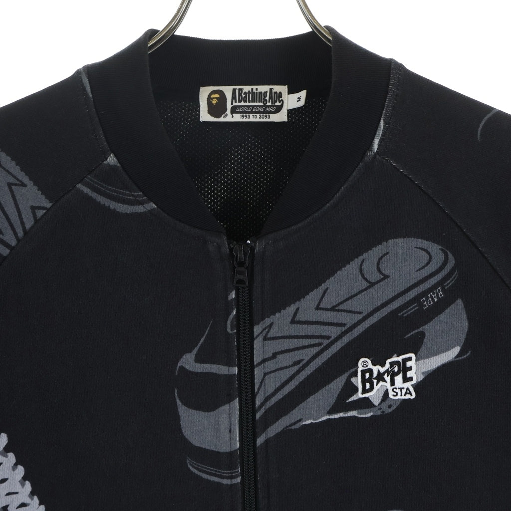 A BATHING APE(アベイシングエイプ) RANDOM BAPE STA SWEAT JERSEY TOP 001SWH301003X 裏地メッシュ スウェットカーディガン ブラック