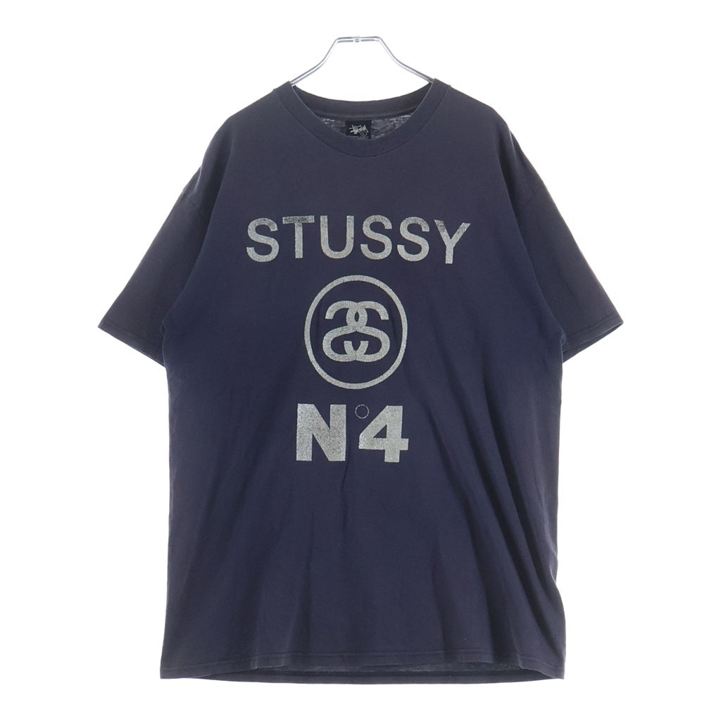 STUSSY(ステューシー) 00s SSリンク N4 メタリックプリント クルーネックTシャツ ネイビー