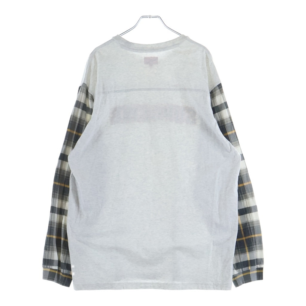 SUPREME(シュプリーム) 21AW Plaid Sleeve L/S Top フットボール フランネルシャツ切替 ロングスリーブカットソー グレー