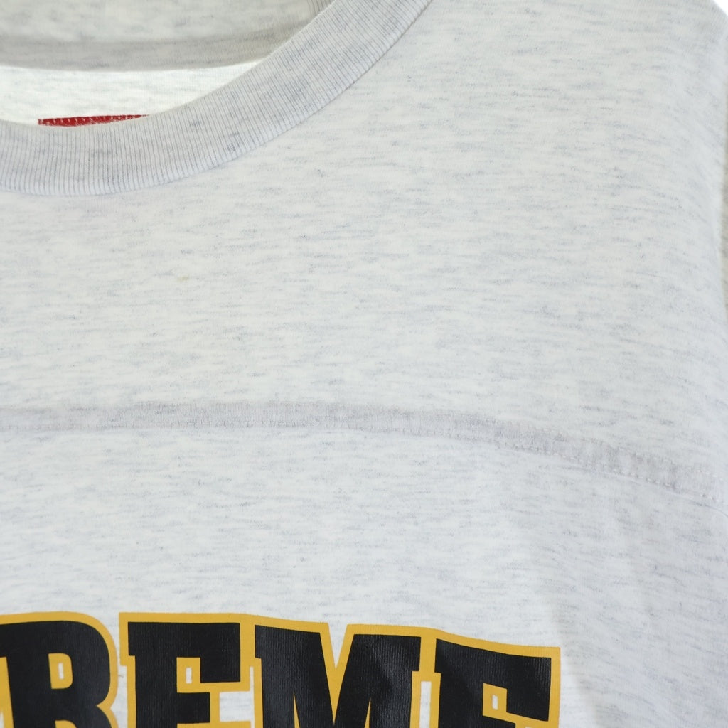 SUPREME(シュプリーム) 21AW Plaid Sleeve L/S Top フットボール フランネルシャツ切替 ロングスリーブカットソー グレー