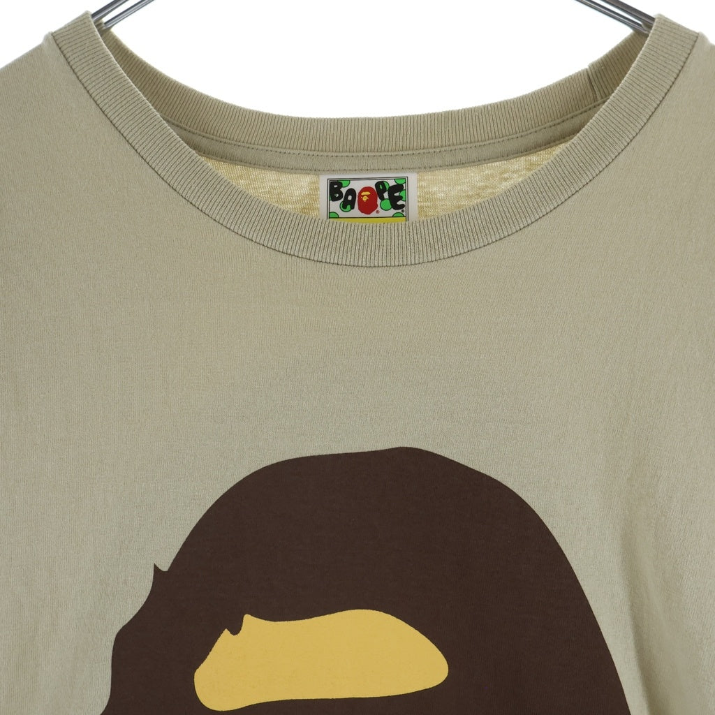 A BATHING APE(アベイシングエイプ) BIG APE HEAD TEE ロゴ OZXTEM110003J クルーネックTシャツ ベージュ