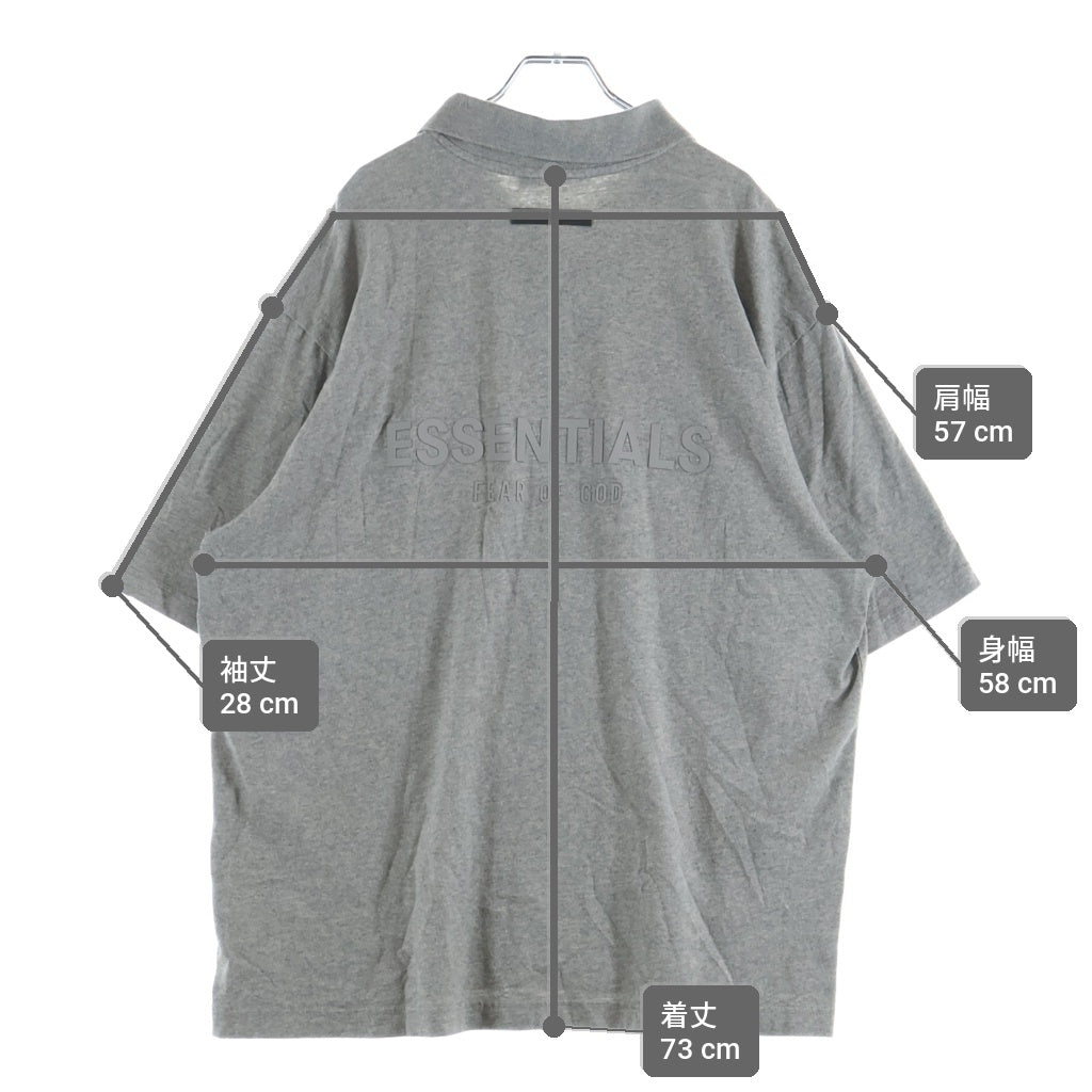 FEAR OF GOD ESSENTIALS(フィアオブゴッド エッセンシャルズ) ラバーロゴ ビックサイズ ポロシャツ グレー
