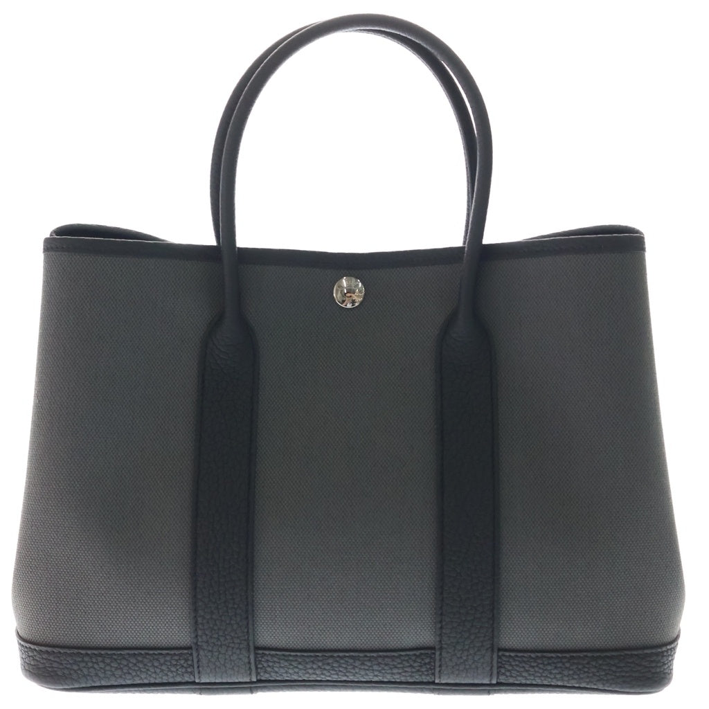 HERMES(エルメス) ガーデンパーティTPM レザー ハンド トートバッグ シルバー金具 G刻印 ブラック/グレー - レディース