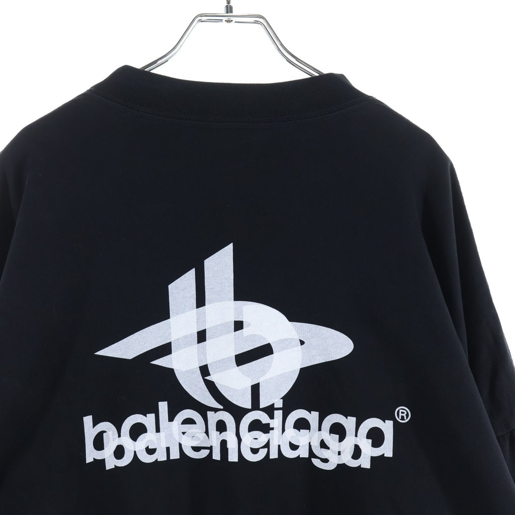 BALENCIAGA(バレンシアガ) 24SS LAYERED SPORTS ROUND レイヤード スポーツ ラウンドプリント クルーネック スウェットトレーナー ブラック 767860 TPVF3