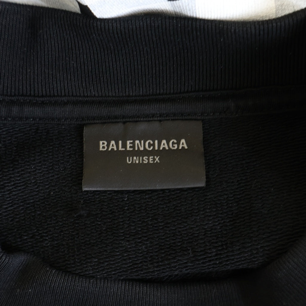 BALENCIAGA(バレンシアガ) 24SS LAYERED SPORTS ROUND レイヤード スポーツ ラウンドプリント クルーネック スウェットトレーナー ブラック 767860 TPVF3