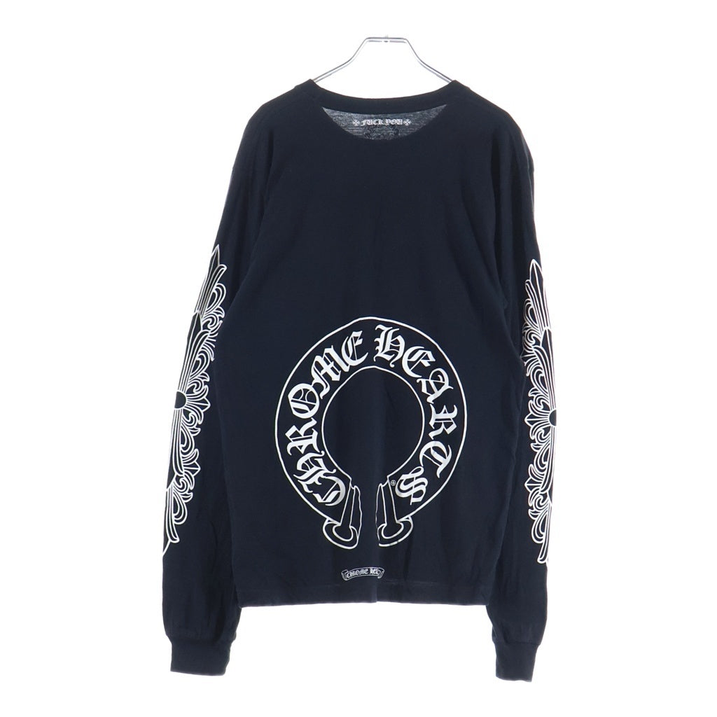 CHROME HEARTS(クロムハーツ) CH L/S T-SHIRT アームフローラル バックホースシュープリント 長袖Tシャツ ロンT ブラック