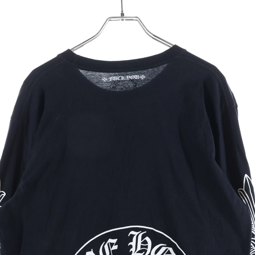 CHROME HEARTS(クロムハーツ) CH L/S T-SHIRT アームフローラル バックホースシュープリント 長袖Tシャツ ロンT ブラック