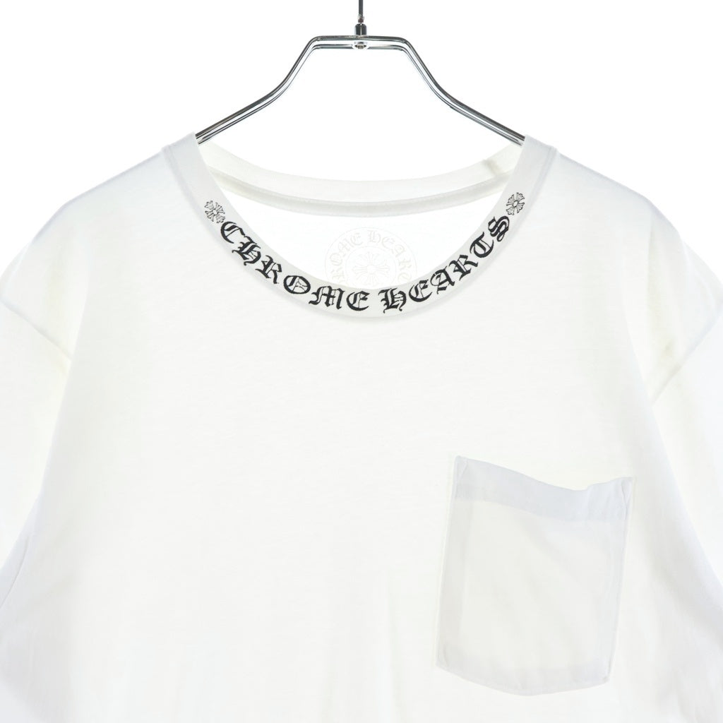 CHROME HEARTS(クロムハーツ) NECK LOGO ネックロゴ ポケット クルーネック半袖Tシャツカットソー ホワイト