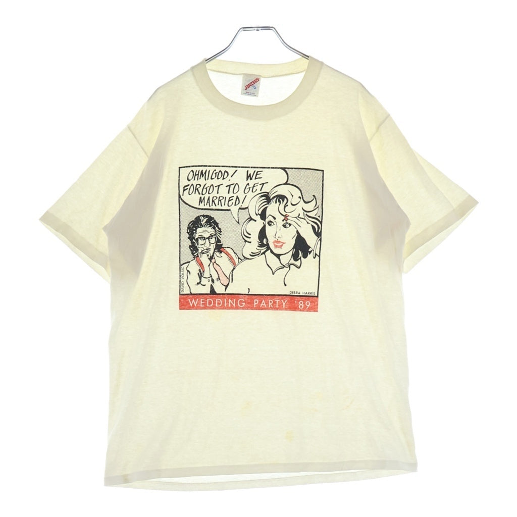 VINTAGE(ヴィンテージ) 90s Roy Lichtenstein Flying Fish WEDDING PARTY 89 アート クルーネックTシャツ ホワイト
