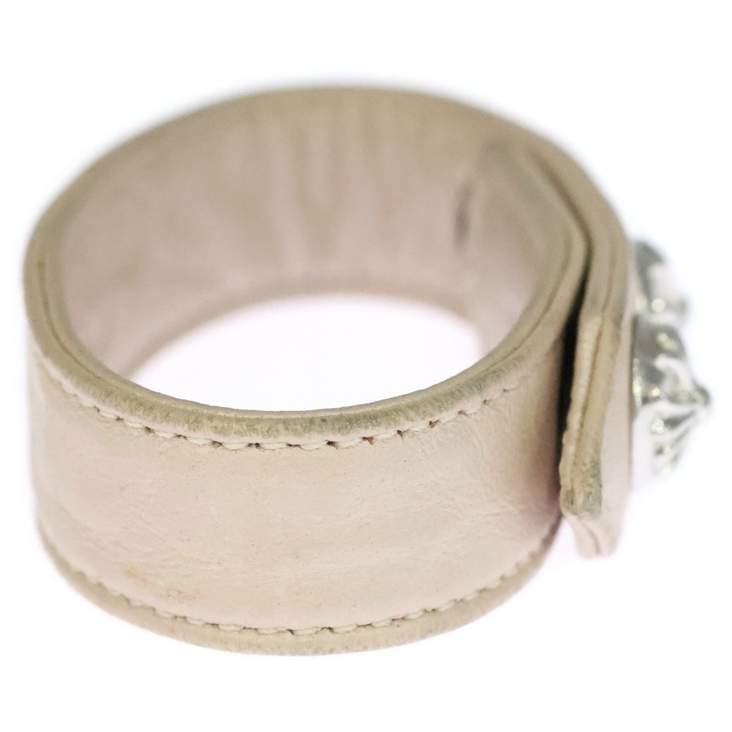 CHROME HEARTS(クロムハーツ) 3BTN 2SNP クロスボール 3ボタン2スナップ レザーブレスレット ベージュ/シルバー BCA123