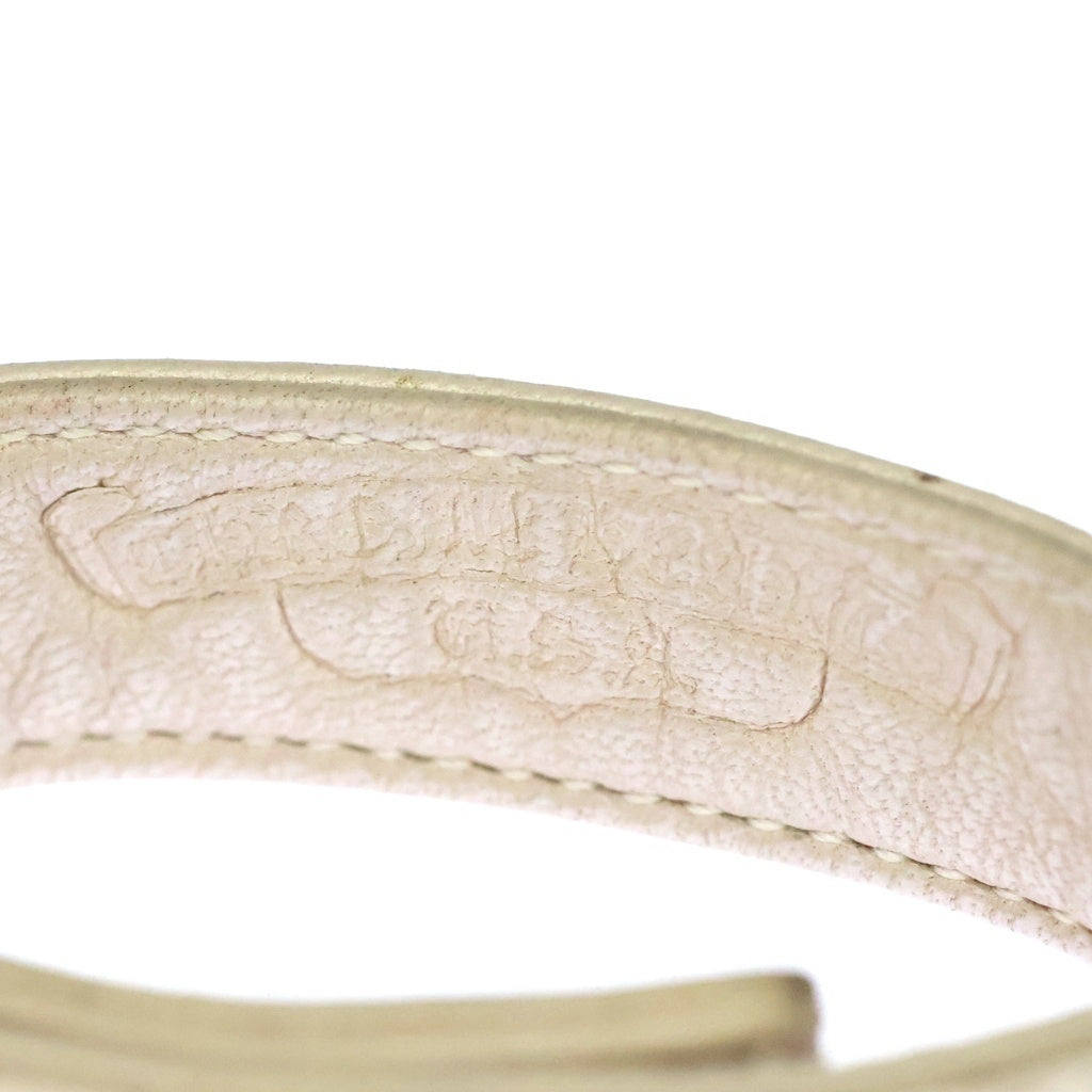 CHROME HEARTS(クロムハーツ) 3BTN 2SNP クロスボール 3ボタン2スナップ レザーブレスレット ベージュ/シルバー BCA123