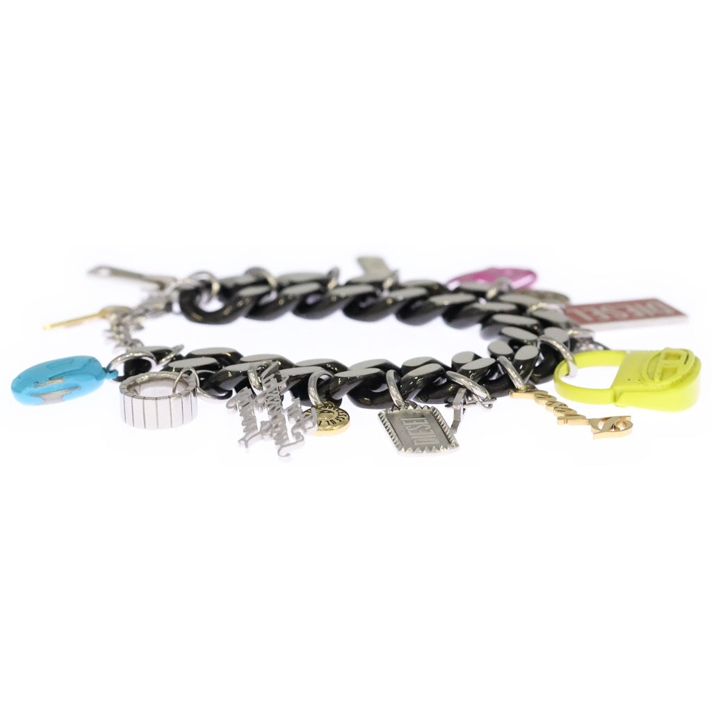 DIESEL(ディーゼル) Logo Charm Link Bracelet ロゴチャーム チェーンブレスレット DX1524 マルチカラー