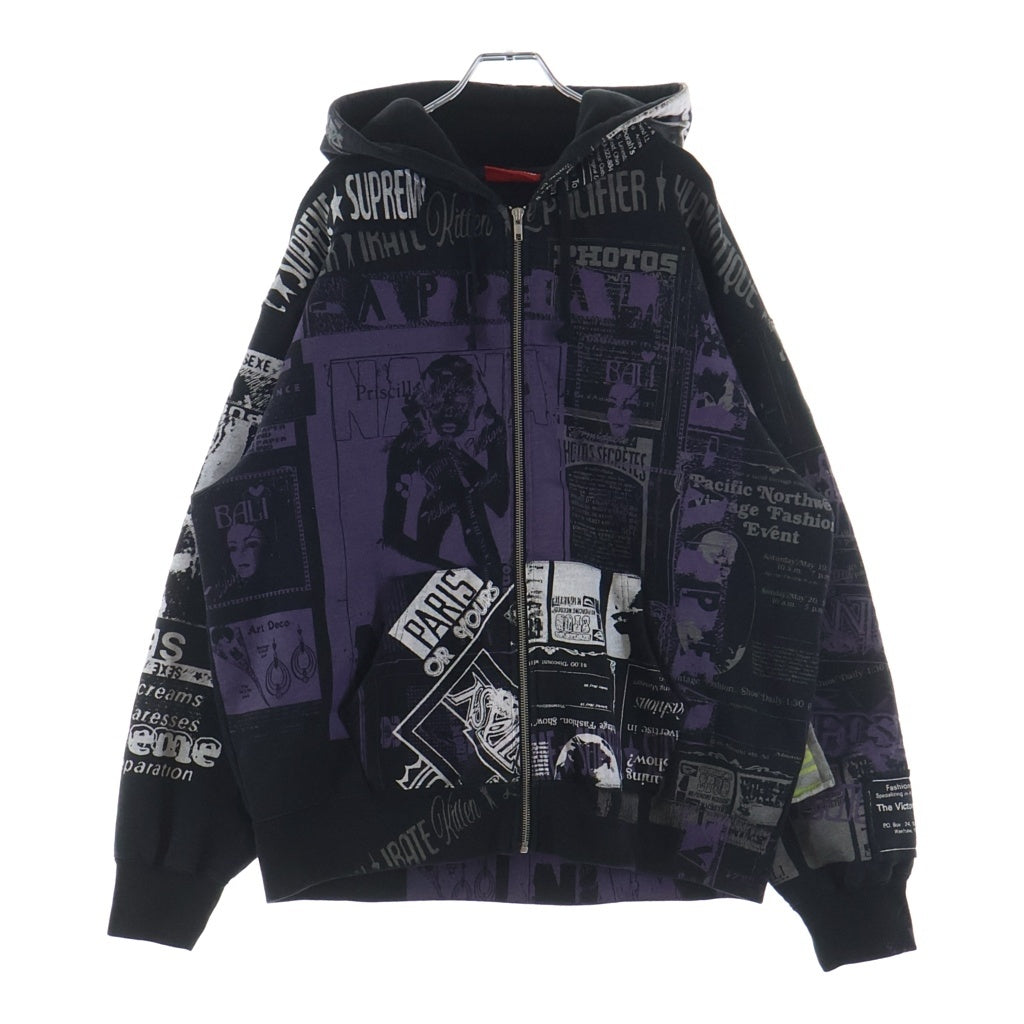 SUPREME(シュプリーム) 24SS Collage Zip Up Hooded Sweat コラージュ ジップ アップ フーディー スウェット ブラック/パープル